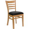 HERCULES Series Ladder Back Natural Wood Restaurant Chair - Black Vinyl Seat XU-DGW0005LAD-NAT-BLKV-GG