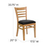HERCULES Series Ladder Back Natural Wood Restaurant Chair - Black Vinyl Seat XU-DGW0005LAD-NAT-BLKV-GG