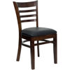 HERCULES Series Ladder Back Walnut Wood Restaurant Chair - Black Vinyl Seat XU-DGW0005LAD-WAL-BLKV-GG