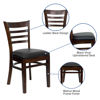 HERCULES Series Ladder Back Walnut Wood Restaurant Chair - Black Vinyl Seat XU-DGW0005LAD-WAL-BLKV-GG