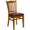 HERCULES Series Vertical Slat Back Cherry Wood Restaurant Chair - Burgundy Vinyl Seat XU-DGW0008VRT-CHY-BURV-GG