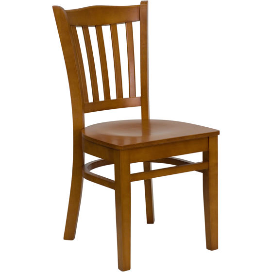 HERCULES Series Vertical Slat Back Cherry Wood Restaurant Chair XU-DGW0008VRT-CHY-GG