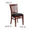 HERCULES Series Vertical Slat Back Mahogany Wood Restaurant Chair - Black Vinyl Seat XU-DGW0008VRT-MAH-BLKV-GG