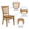 HERCULES Series Vertical Slat Back Natural Wood Restaurant Chair XU-DGW0008VRT-NAT-GG