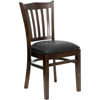 HERCULES Series Vertical Slat Back Walnut Wood Restaurant Chair - Black Vinyl Seat XU-DGW0008VRT-WAL-BLKV-GG