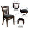 HERCULES Series Vertical Slat Back Walnut Wood Restaurant Chair - Black Vinyl Seat XU-DGW0008VRT-WAL-BLKV-GG