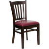 HERCULES Series Vertical Slat Back Walnut Wood Restaurant Chair - Burgundy Vinyl Seat XU-DGW0008VRT-WAL-BURV-GG