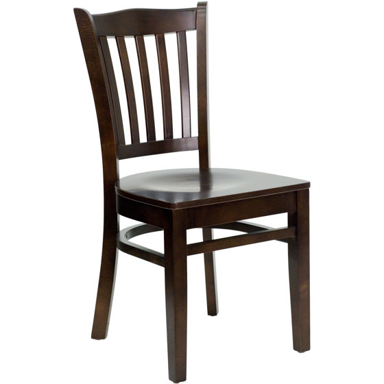 HERCULES Series Vertical Slat Back Walnut Wood Restaurant Chair XU-DGW0008VRT-WAL-GG