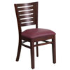 Darby Series Slat Back Walnut Wood Restaurant Chair - Burgundy Vinyl Seat XU-DG-W0108-WAL-BURV-GG 