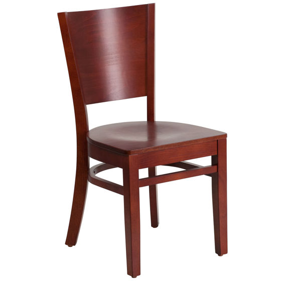 Lacey Series Solid Back Mahogany Wood Restaurant Chair XU-DG-W0094B-MAH-MAH-GG