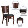 Lacey Series Solid Back Walnut Wood Restaurant Chair - Black Vinyl Seat XU-DG-W0094B-WAL-BLKV-GG
