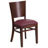 Lacey Series Solid Back Walnut Wood Restaurant Chair - Burgundy Vinyl Seat XU-DG-W0094B-WAL-BURV-GG
