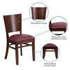 Lacey Series Solid Back Walnut Wood Restaurant Chair - Burgundy Vinyl Seat XU-DG-W0094B-WAL-BURV-GG