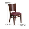 Lacey Series Solid Back Walnut Wood Restaurant Chair - Burgundy Vinyl Seat XU-DG-W0094B-WAL-BURV-GG