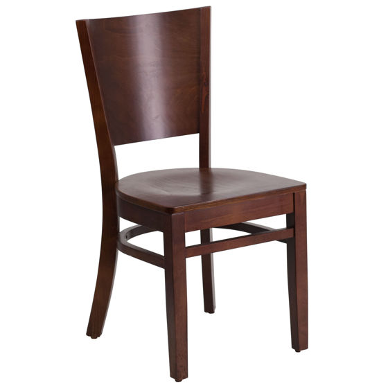 Lacey Series Solid Back Walnut Wood Restaurant Chair XU-DG-W0094B-WAL-WAL-GG