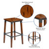 2 Pack Rustic Antique Walnut Industrial Wood Dining Backless Barstool 2-XU-DG-W0247B-GG