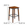 2 Pack Rustic Antique Walnut Industrial Wood Dining Backless Barstool 2-XU-DG-W0247B-GG