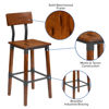 2 Pack Rustic Antique Walnut Industrial Wood Dining Barstool 2-XU-DG-W0236B-GG