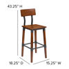 2 Pack Rustic Antique Walnut Industrial Wood Dining Barstool 2-XU-DG-W0236B-GG