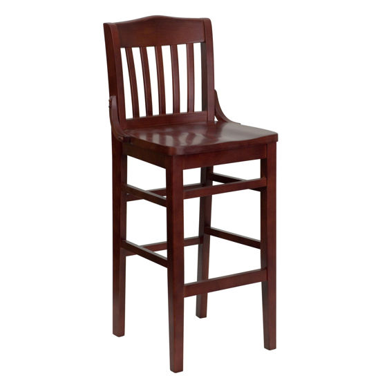 HERCULES Series School House Back Mahogany Wood Restaurant Barstool XU-DG-W0006BAR-MAH-GG