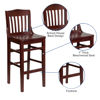 HERCULES Series School House Back Mahogany Wood Restaurant Barstool XU-DG-W0006BAR-MAH-GG