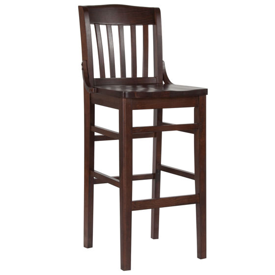 HERCULES Series School House Back Walnut Wood Restaurant Barstool XU-DG-W0006BAR-WAL-GG