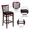 HERCULES Series Ladder Back Mahogany Wood Restaurant Barstool - Black Vinyl Seat XU-DGW0005BARLAD-MAH-BLKV-GG