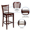 HERCULES Series Ladder Back Mahogany Wood Restaurant Barstool XU-DGW0005BARLAD-MAH-GG