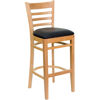 HERCULES Series Ladder Back Natural Wood Restaurant Barstool - Black Vinyl Seat XU-DGW0005BARLAD-NAT-BLKV-GG