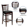 HERCULES Series Ladder Back Walnut Wood Restaurant Barstool - Black Vinyl Seat XU-DGW0005BARLAD-WAL-BLKV-GG