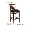HERCULES Series Ladder Back Walnut Wood Restaurant Barstool - Black Vinyl Seat XU-DGW0005BARLAD-WAL-BLKV-GG