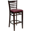 HERCULES Series Ladder Back Walnut Wood Restaurant Barstool - Burgundy Vinyl Seat XU-DGW0005BARLAD-WAL-BURV-GG