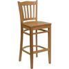HERCULES Series Vertical Slat Back Natural Wood Restaurant Barstool XU-DGW0008BARVRT-NAT-GG