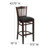 HERCULES Series Vertical Slat Back Walnut Wood Restaurant Barstool - Black Vinyl Seat XU-DGW0008BARVRT-WAL-BLKV-GG