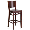 Lacey Series Solid Back Walnut Wood Restaurant Barstool XU-DG-W0094BAR-WAL-WAL-GG