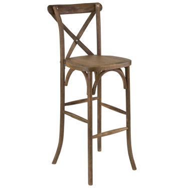 HERCULES Series Dark Antique Wood Cross Back Barstool XA-X-BAR-GO-GG