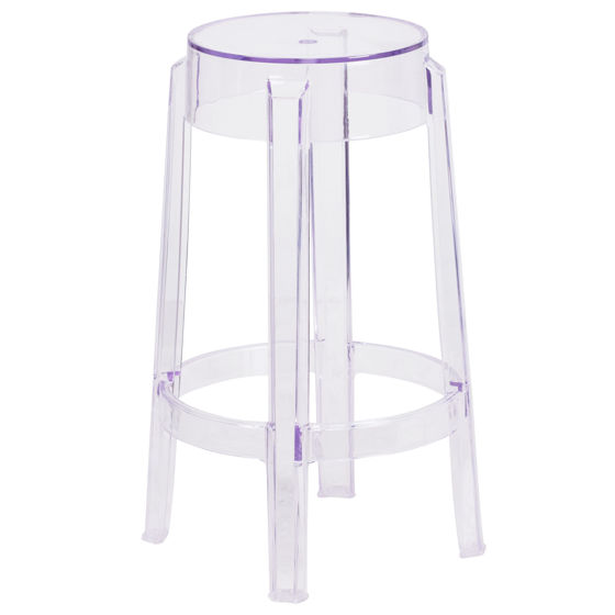 25.75'' High Transparent Counter Height Stool FH-118-APC1-GG