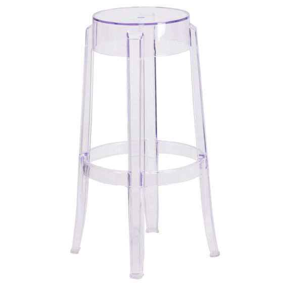 29.75'' High Transparent Barstool FH-118-APC2-GG