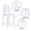 Ghost Counter Stool with Oval Back in Transparent Crystal OW-GHOSTBACK-24-GG