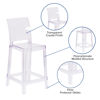 Ghost Counter Stool with Square Back in Transparent Crystal OW-SQUAREBACK-24-GG