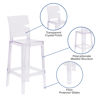 Ghost Barstool with Square Back in Transparent Crystal OW-SQUAREBACK-29-GG