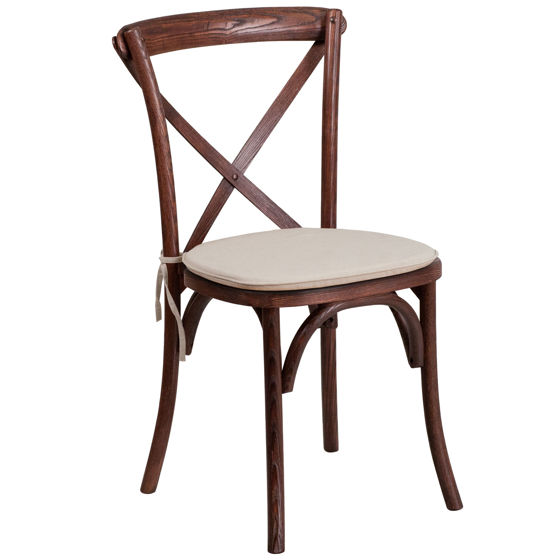 HERCULES Series Stackable Mahogany Wood Cross Back Chair with Cushion XU-X-MAH-NTC-GG