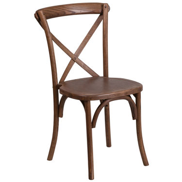 HERCULES Series Stackable Pecan Wood Cross Back Chair XU-X-PEC-GG