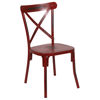 Metal Cross Back Dining Chair - Distressed Red Finish - Multi-Use Chair XU-DG-60699-RED-D-GG