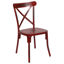 Metal Cross Back Dining Chair - Distressed Red Finish - Multi-Use Chair XU-DG-60699-RED-D-GG