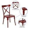 Metal Cross Back Dining Chair - Distressed Red Finish - Multi-Use Chair XU-DG-60699-RED-D-GG