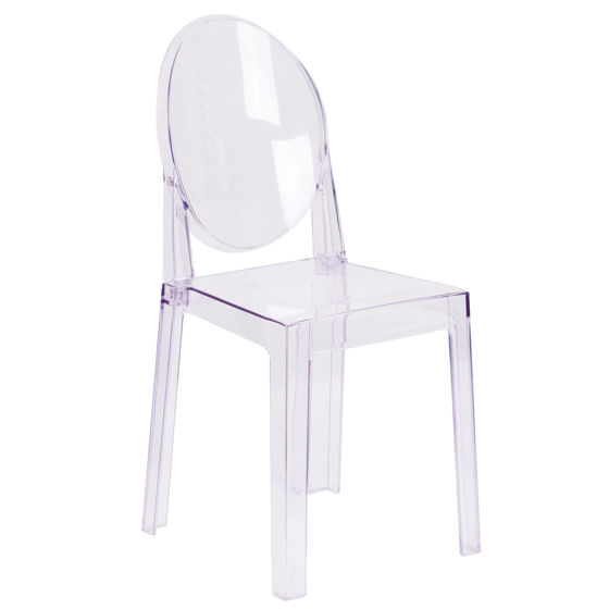 Ghost Chair with Oval Back in Transparent Crystal OW-GHOSTBACK-18-GG