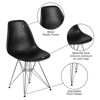 Elon Series Black Plastic Chair with Chrome Base FH-130-CPP1-BK-GG