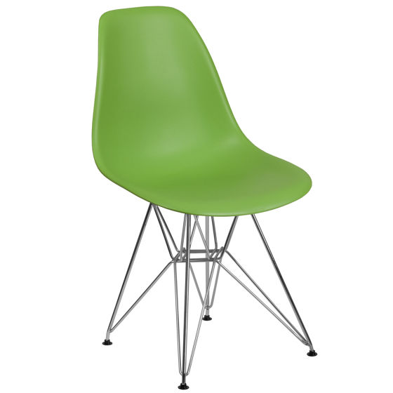Elon Series Green Plastic Chair with Chrome Base FH-130-CPP1-GN-GG