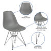 Elon Series Moss Gray Plastic Chair with Chrome Base FH-130-CPP1-GY-GG